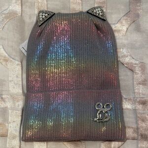 Sparkling Rainbow Kids' Beanie with Cat Ears 50-52cm 2-3-4